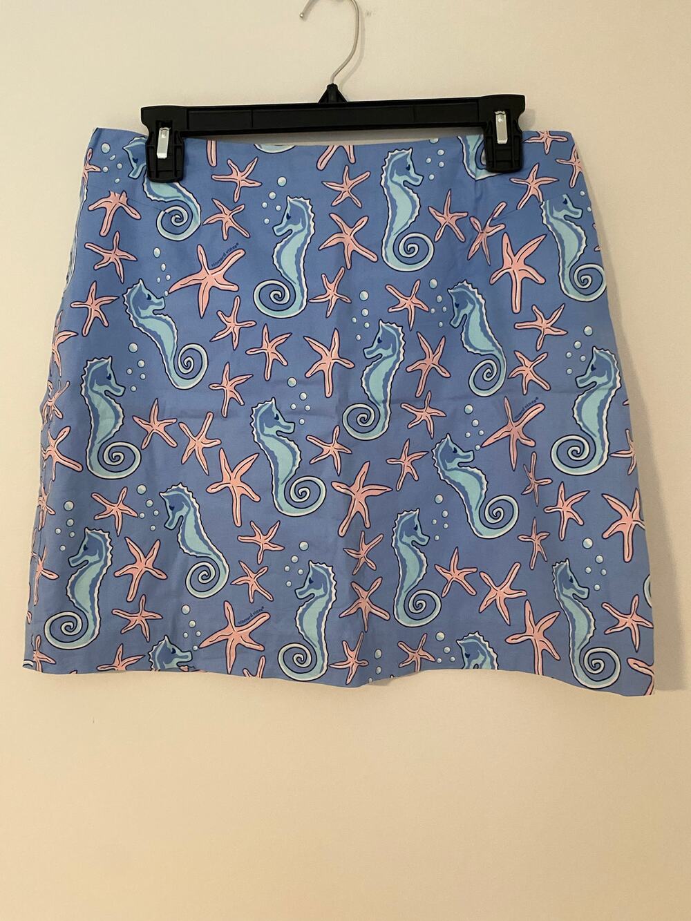 Vineyard Vines Seahorse Starfish Mini Preppy Skirt Pink Coral Blue EUC Vintage 6